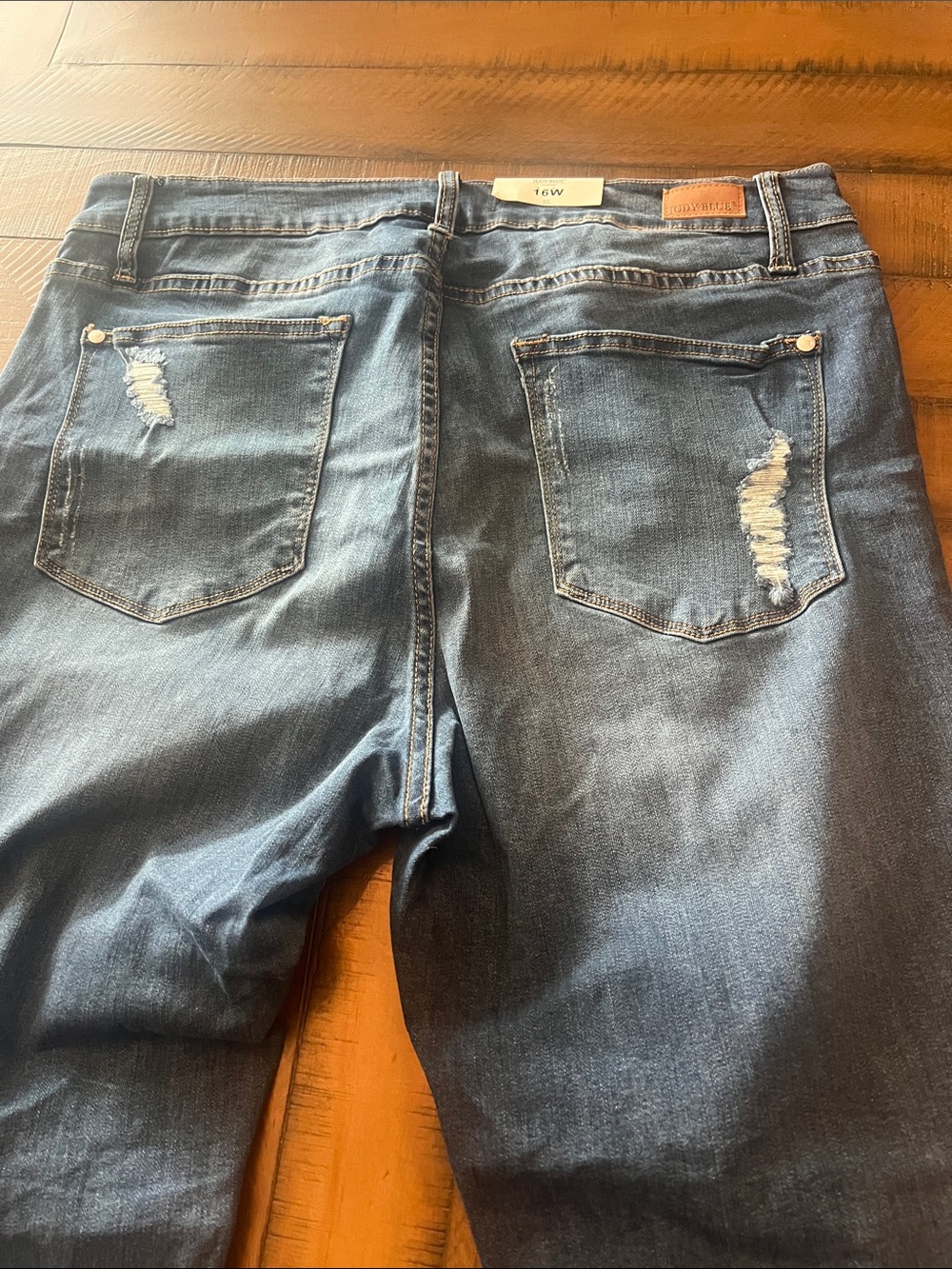 Judy Blue Distressed Dark Blue skinny Jeans with lace detail size 16w - Picture 5 of 6